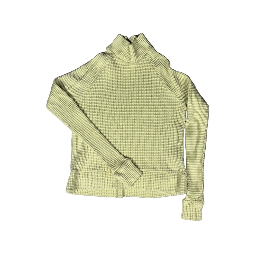 The North Face Waffle Knit Mock Neck Pullover Sweater Women's S Light Yellow